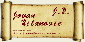 Jovan Milanović vizit kartica